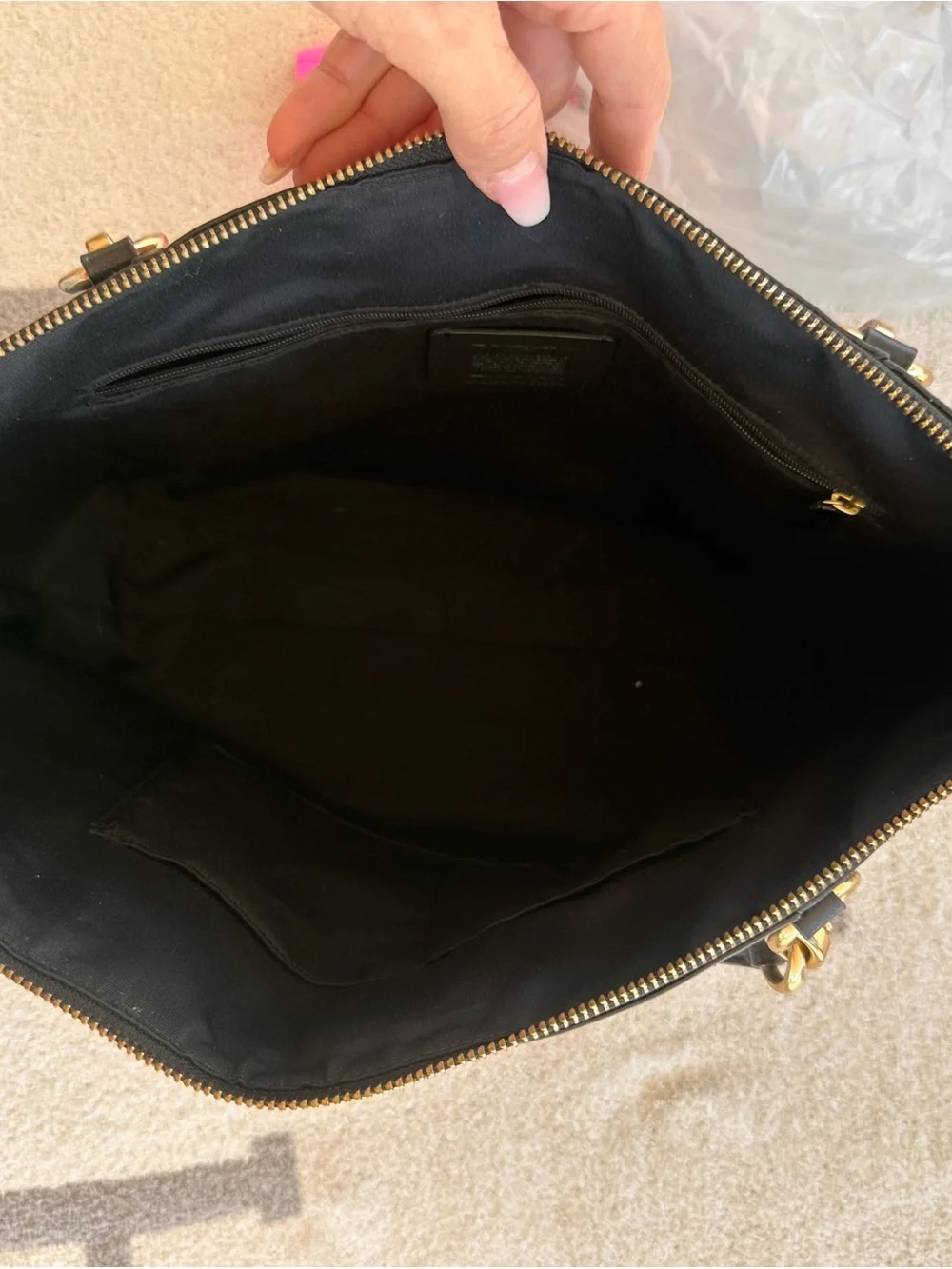 Coach Black Leather Tote with Gold Accents 2018 Ara tote